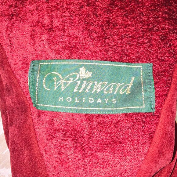 Vintage Winward Holidays Burgundy Red Gold Brocade 90" Table Runner Gem Accent - Picture 7 of 7